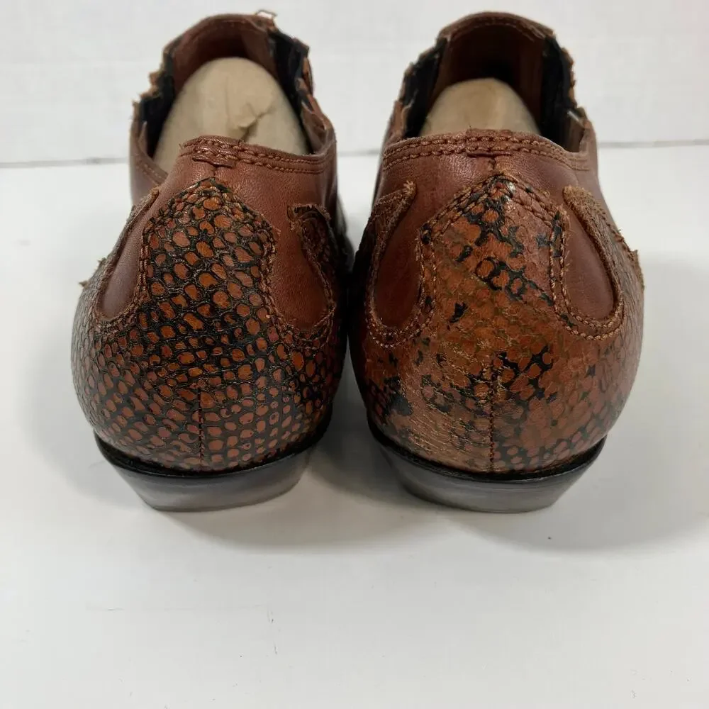 Nine West Sz 8.5 Vtg 90s Western Shoes Ankle Boots Pointed Toe Brown Leather